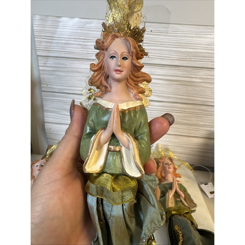 4 Christmas Tree Ornaments Praying 7inch Angels with ribbon and tassels - Picture 5 of 7